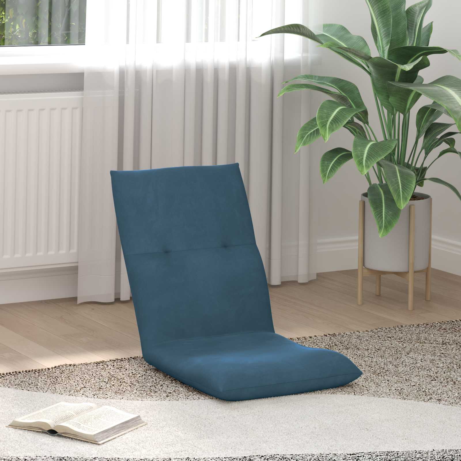 Verstellbarer Fußsessel Blau Samt