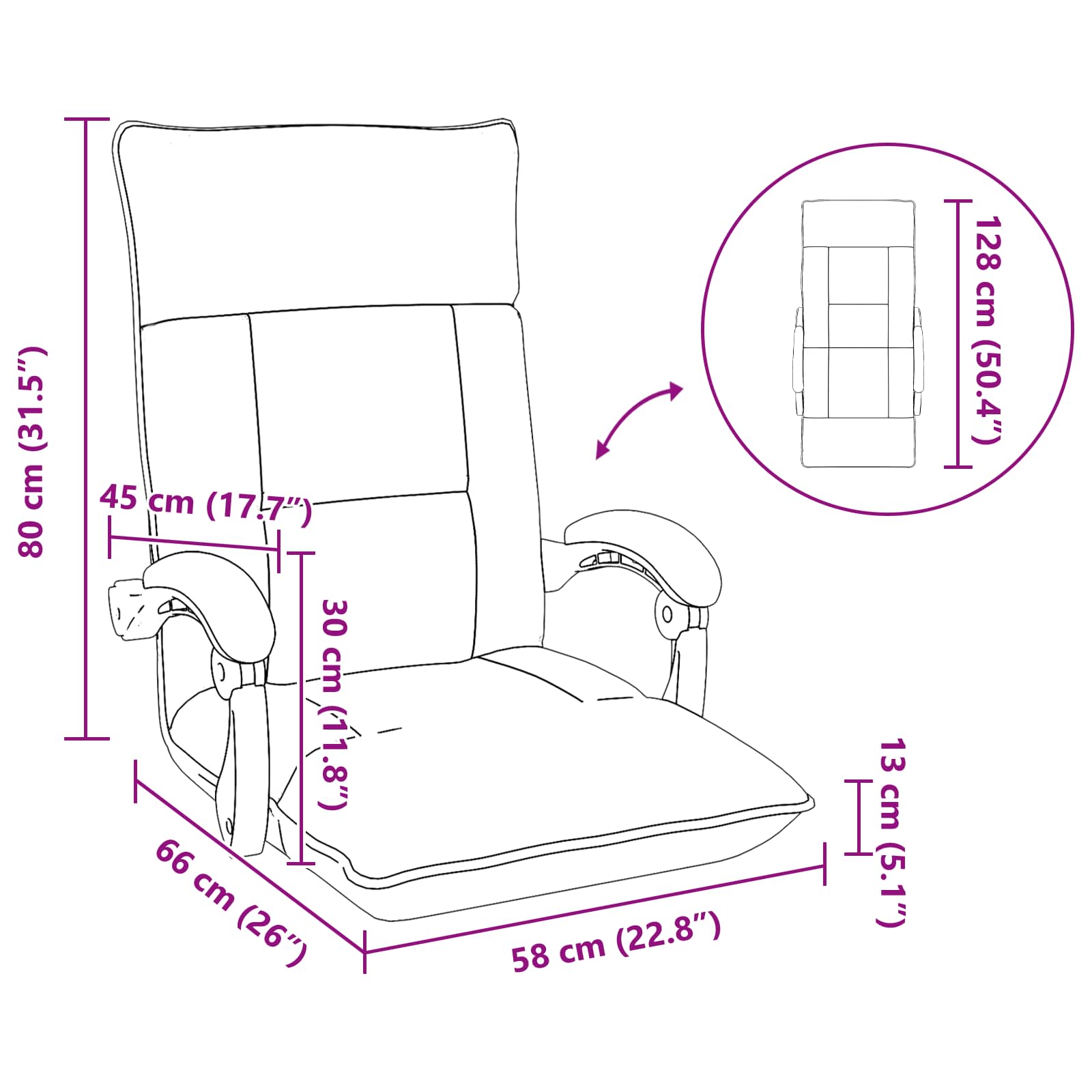 Verstellbarer Fußsessel Taupe Stoff