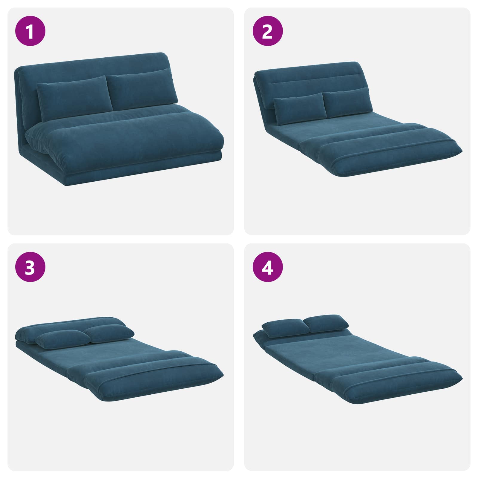 Verstellbarer Fußsessel Blau Samt