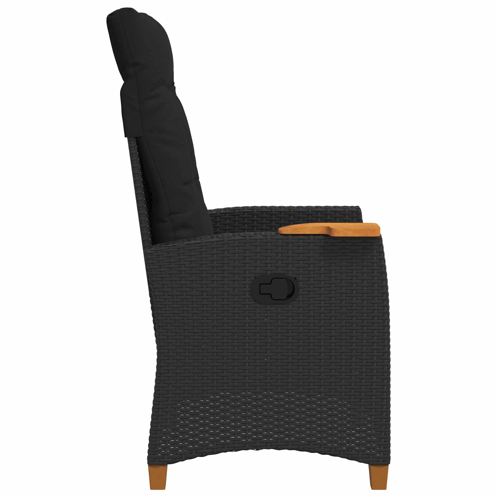 Liegestuhl mit Teeteller Schwarz 62 x 64 x 112 cm Poly-Rattan