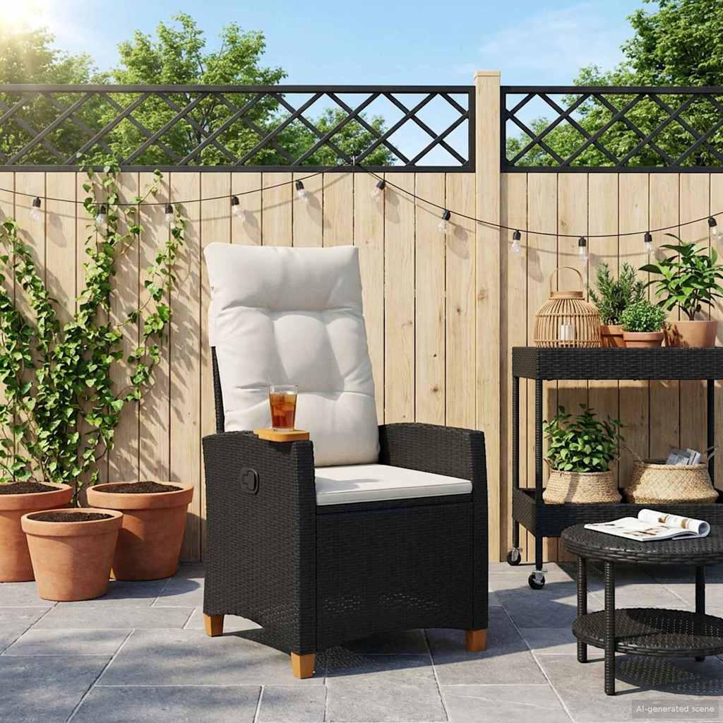 Liegestuhl mit Teeteller 62 x 64 x 112 cm Poly-Rattan