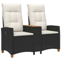 Liegebank mit Tisch Schwarz und Cremeweiß 126 x 65 x 112 cm