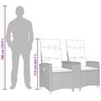 Liegebank mit Tisch Schwarz und Cremeweiß 126 x 65 x 112 cm