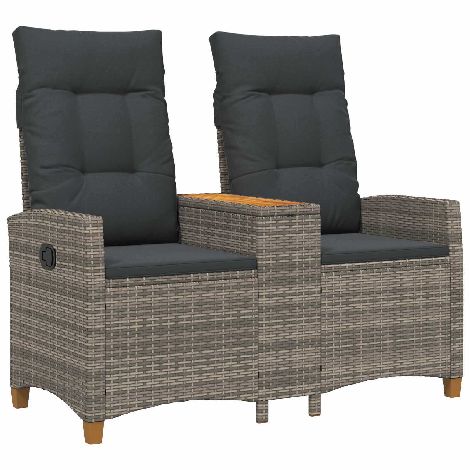 Liegebank mit Tisch Grau und Dunkelgrau 126 x 65 x 112 cm
