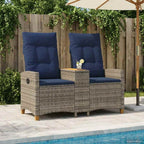 Liegebank mit Tisch Grau und Marineblau 126 x 65 x 112 cm