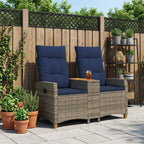 Liegebank mit Tisch Grau und Marineblau 126 x 65 x 112 cm