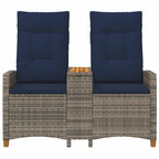 Liegebank mit Tisch Grau und Marineblau 126 x 65 x 112 cm