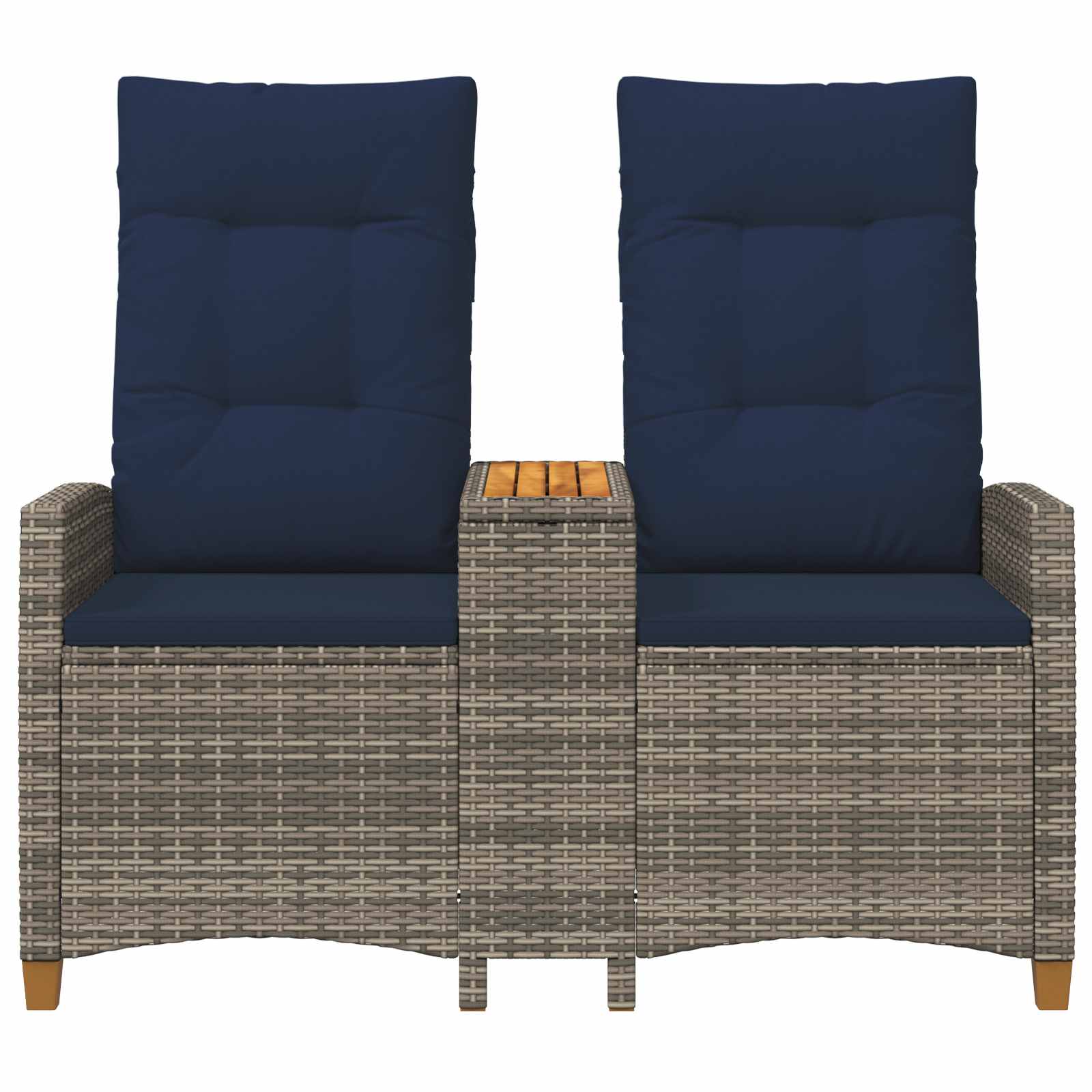 Liegebank mit Tisch Grau und Marineblau 126 x 65 x 112 cm