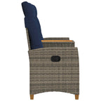 Liegebank mit Tisch Grau und Marineblau 126 x 65 x 112 cm