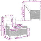 Liegebank mit Tisch Grau und Marineblau 126 x 65 x 112 cm