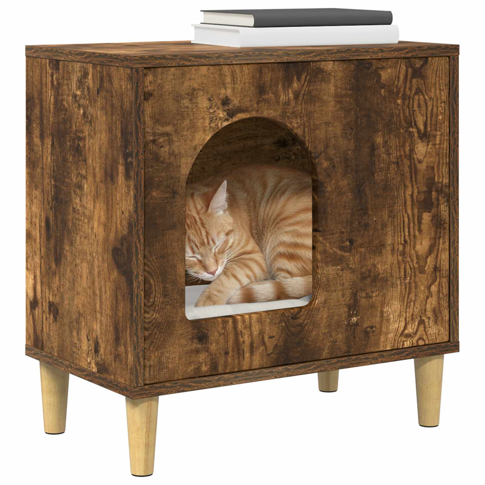 Katzenhaus Geräucherte Eiche 51 x 30 x 52 cm Holzwerkstoff