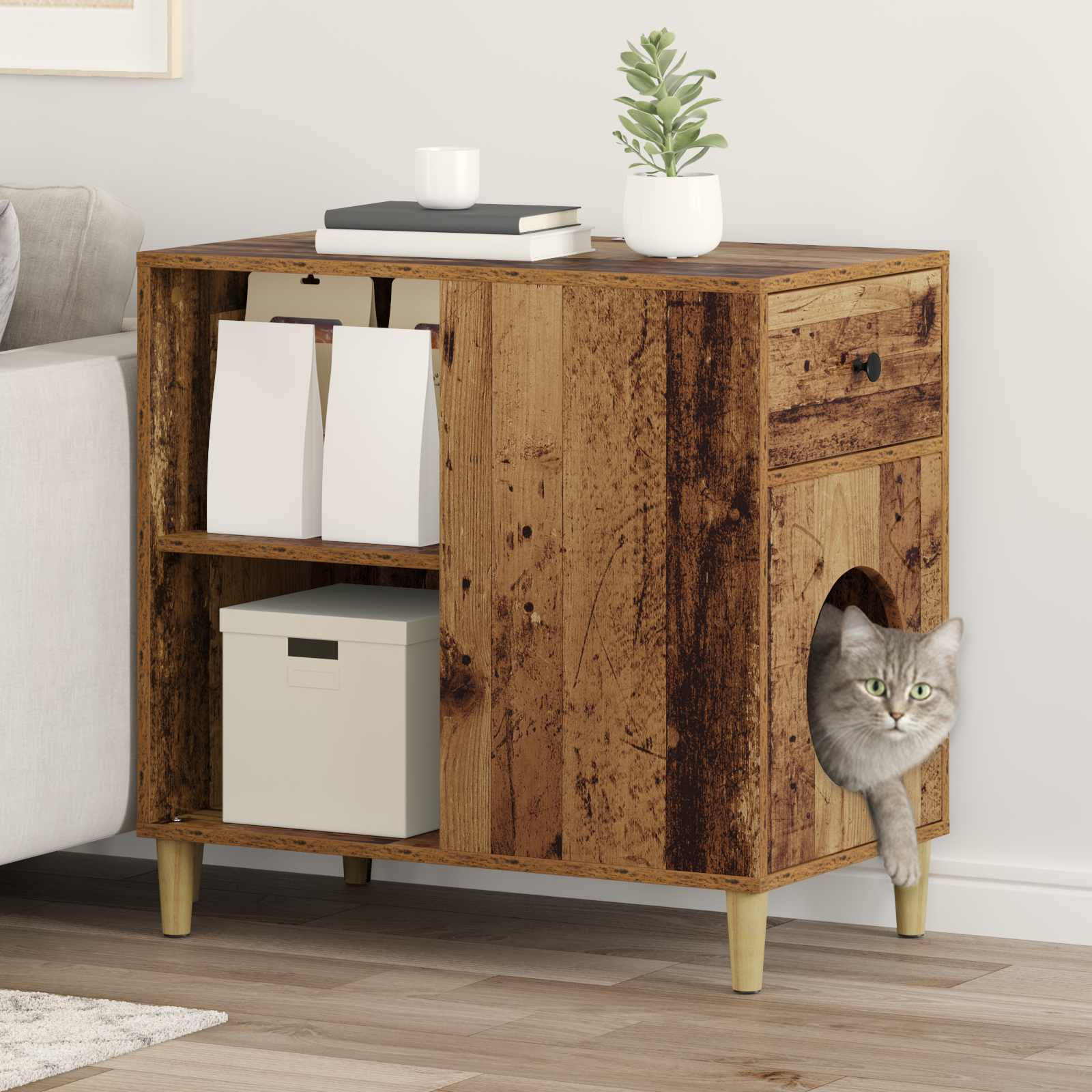 Katzenhaus Altholz 72 x 42,5 x 70 cm Holzwerkstoff