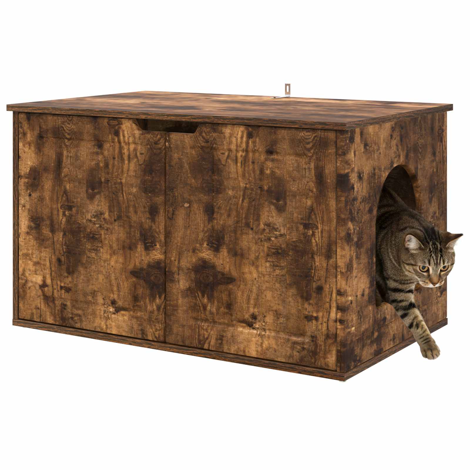 Katzenhaus Geräucherte Eiche 85 x 55 x 50,5 cm Holzwerkstoff