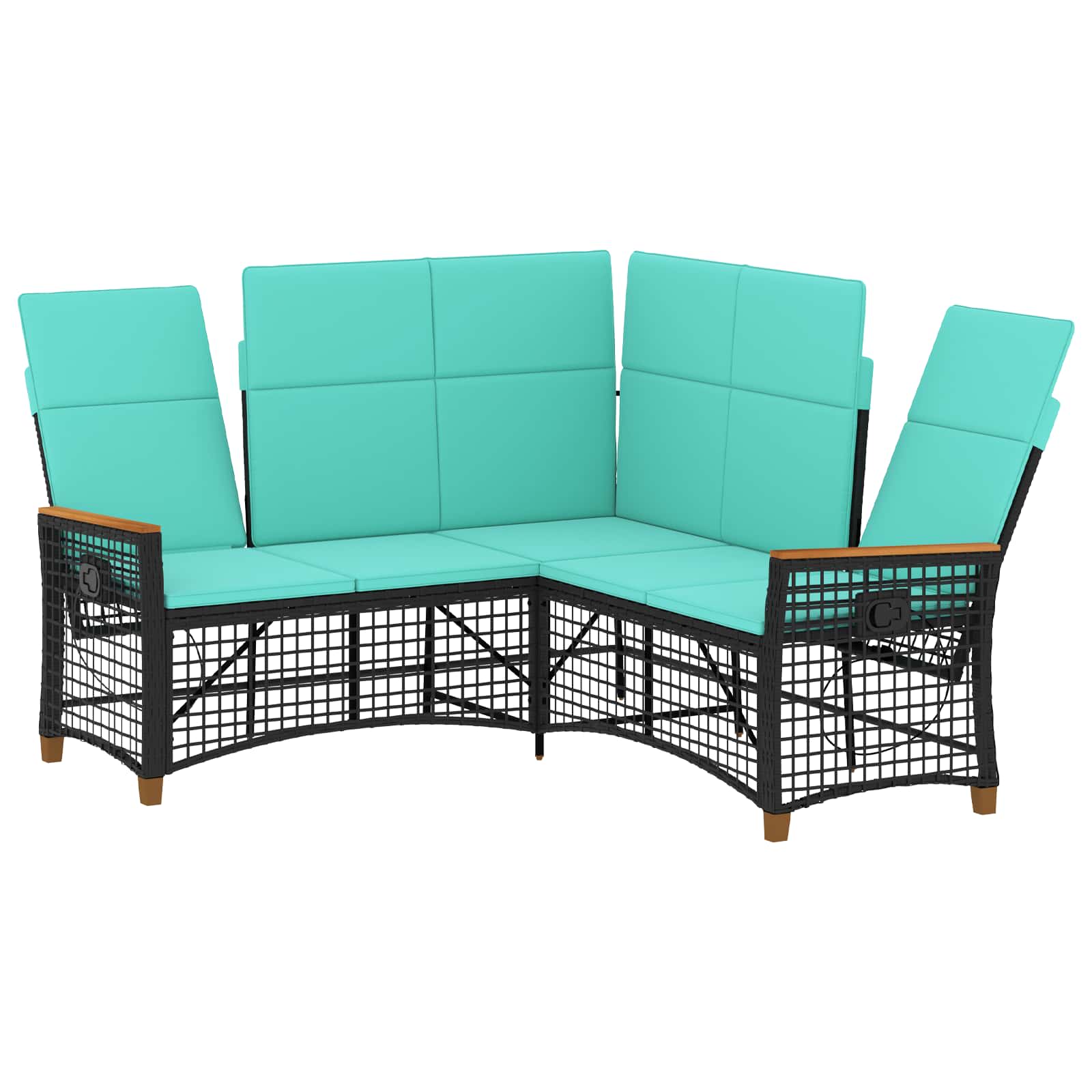 Garten Liegesofa Set Schwarz und Türkis 164 x 164 x 112 cm
