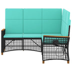 Garten Liegesofa Set Schwarz und Türkis 164 x 164 x 112 cm