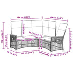 Garten Liegesofa Set Schwarz und Türkis 164 x 164 x 112 cm