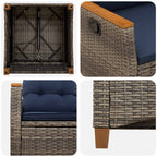 Verstellbarer Gartenstuhl Grau und Marineblau Poly-Rattan