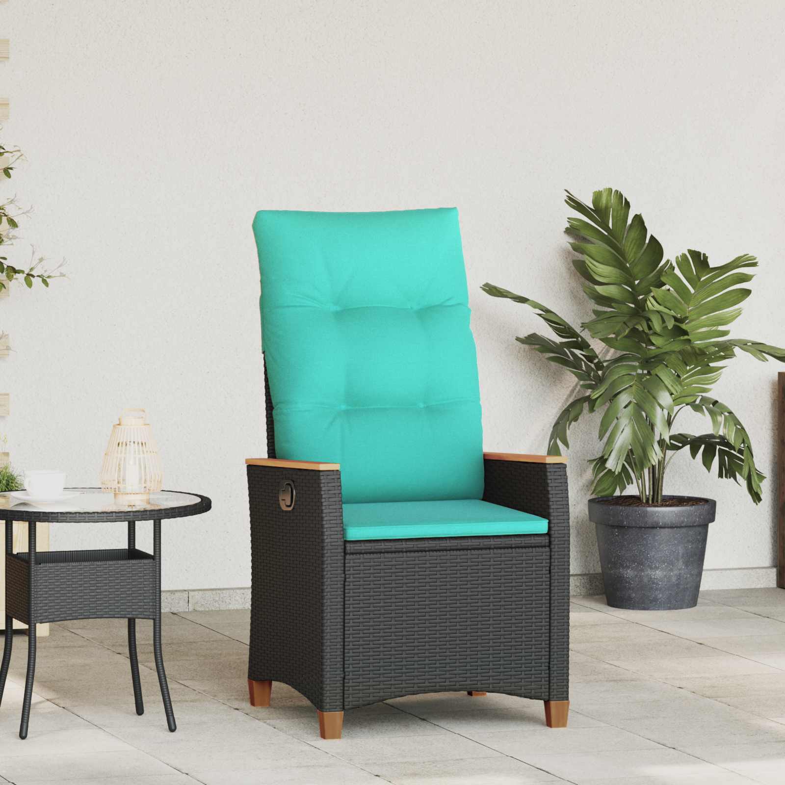 Verstellbarer Gartenstuhl Schwarz und Türkis 64 x 57,5 x 112 cm