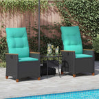 Verstellbarer Gartenstuhl Schwarz und Türkis 64 x 57,5 x 112 cm
