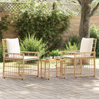 Gartenmöbel Set 3 pcs Natürlich und Cremweiß