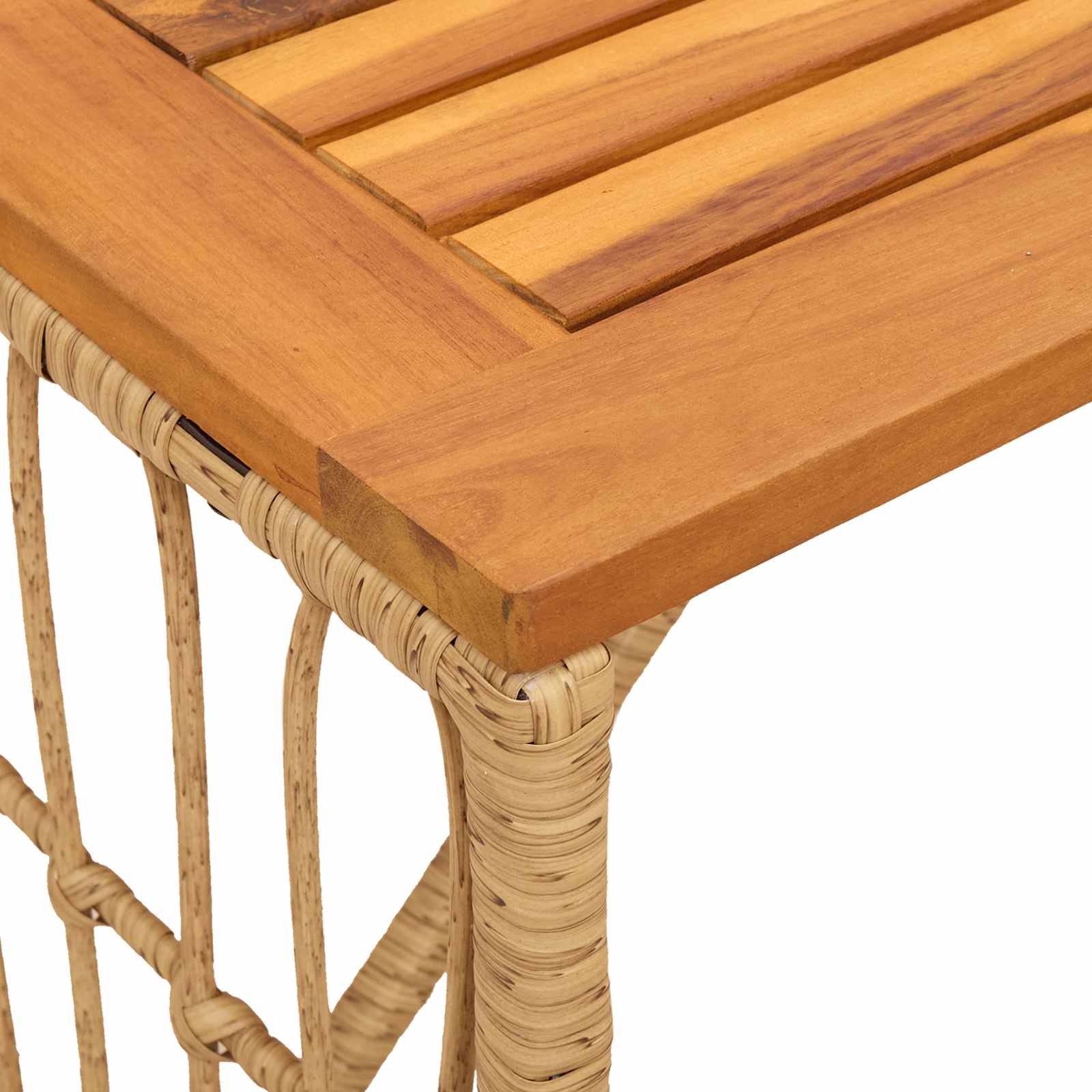 Tisch für Outdoor Natur 80 x 40 x 40 cm Stahl und Poly Rattan