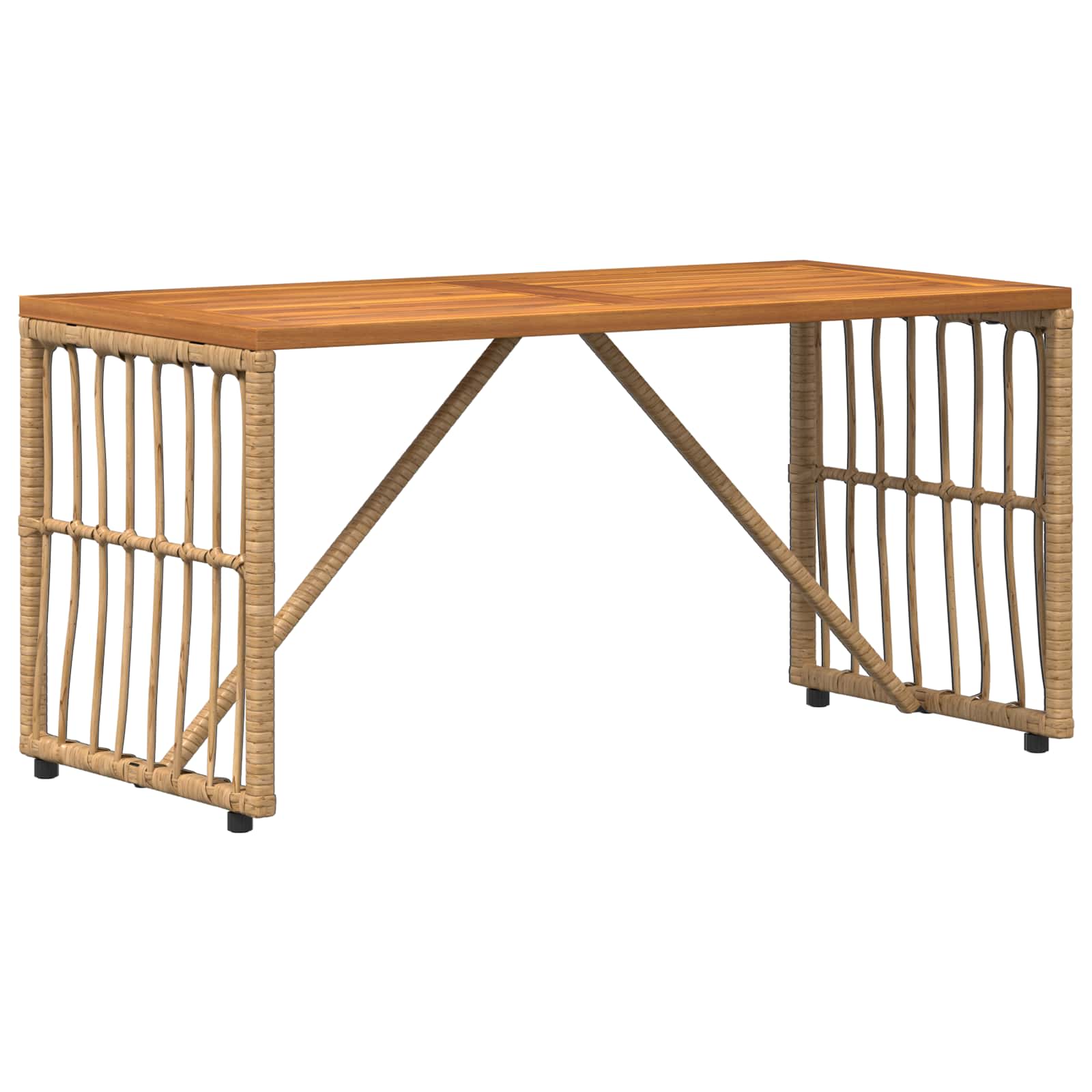 Tisch für Outdoor Natur 80 x 40 x 40 cm Stahl und Poly Rattan