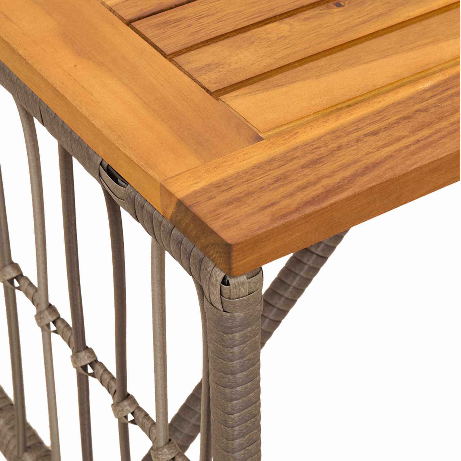 Tisch für Outdoor Grau 80 x 40 x 40 cm Stahl und Poly Rattan