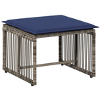 Gartenmöbel Set 11 pcs Grau und Marineblau Poly-Rattan