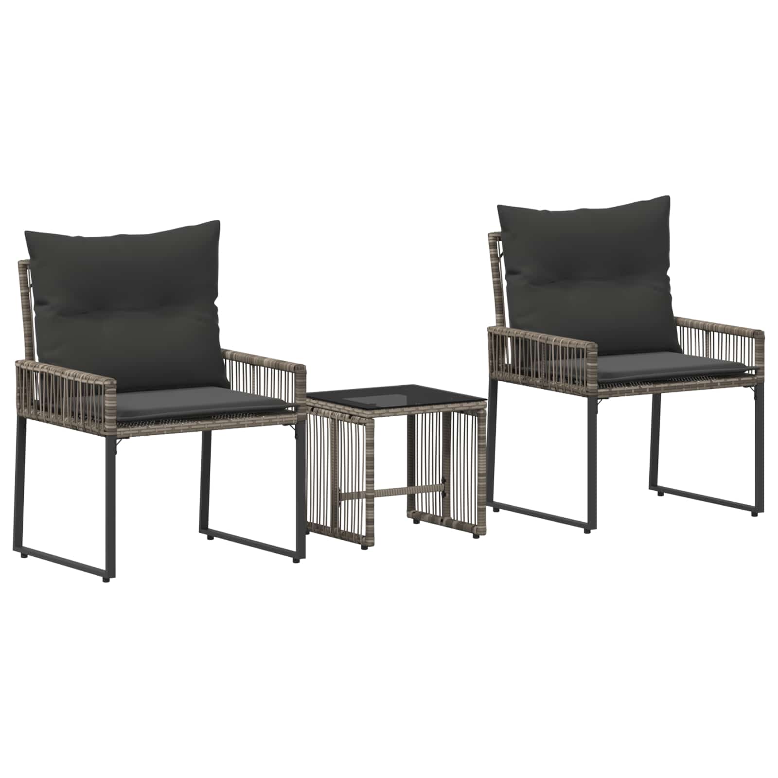 Gartenmöbel Set 7 pcs Grau und Dunkelgrau Poly-Rattan