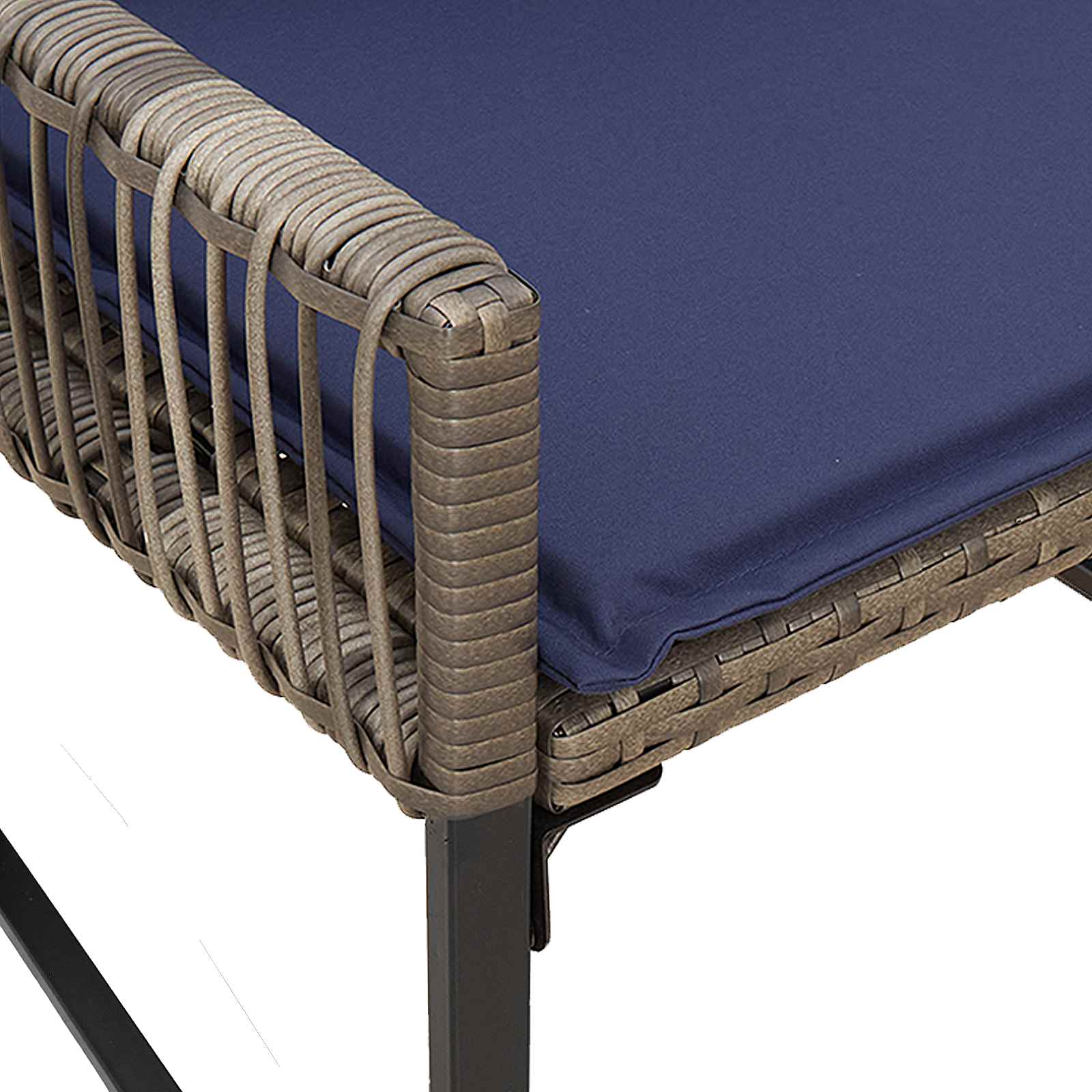 Gartenmöbel Set 7 pcs Grau und Marineblau Poly-Rattan