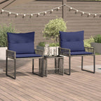 Gartenmöbel Set 7 pcs Grau und Marineblau Poly-Rattan