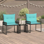 Gartenmöbel Set mit Kissen 7 pcs Schwarz und Türkis Poly-Rattan