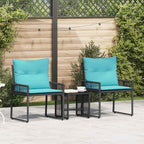 Gartenmöbel Set mit Kissen 7 pcs Schwarz und Türkis Poly-Rattan