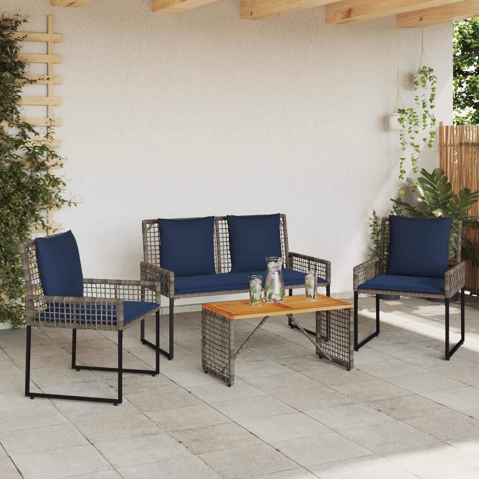 Gartenmöbel Set mit Kissen Stahl