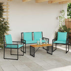 Gartenmöbel-Set mit Kissen 4 pcs Schwarz und Türkis