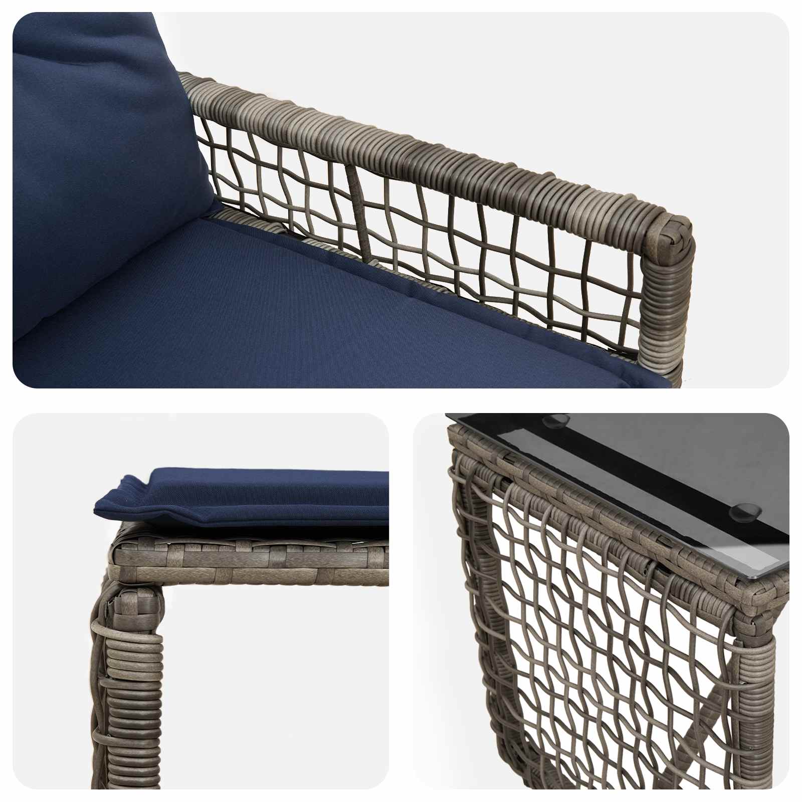 Gartenmöbel-Set mit Kissen 5 pcs Grau und Marineblau