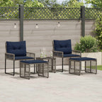 Gartenmöbel-Set mit Kissen 5 pcs Grau und Marineblau