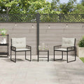 Gartenmöbel-Set mit Kissen 3 pcs Schwarz und Weiß