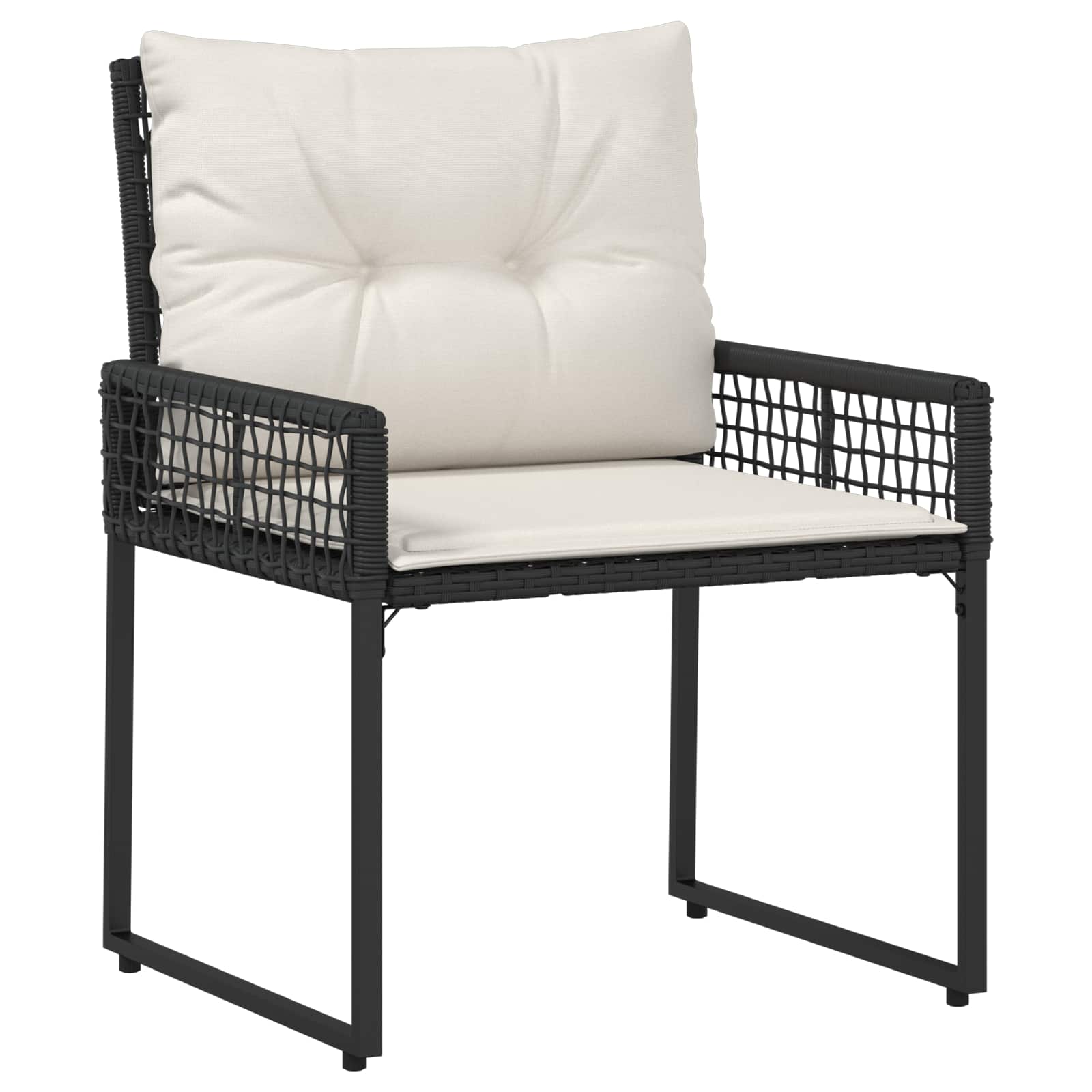 Gartenmöbel-Set mit Kissen 3 pcs Schwarz und Weiß