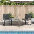Gartenmöbel-Set mit Kissen 3 pcs Grau