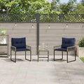Gartenmöbel-Set mit Kissen 3 pcs Grau und Marineblau