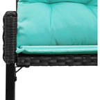 Bank Outdoor mit Kissen Schwarz und Türkis 118 x 55 x 82 cm