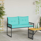 Bank Outdoor mit Kissen Schwarz und Türkis 118 x 55 x 82 cm