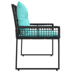 Bank Outdoor mit Kissen Schwarz und Türkis 118 x 55 x 82 cm