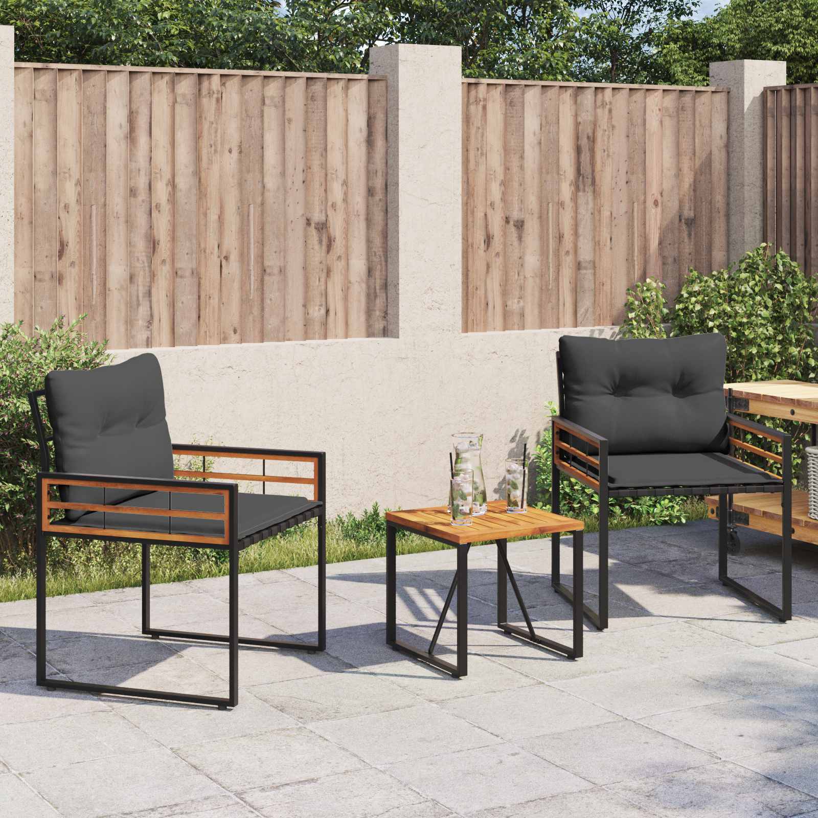Gartenmöbel Set mit Kissen 3 pcs Blassgrau