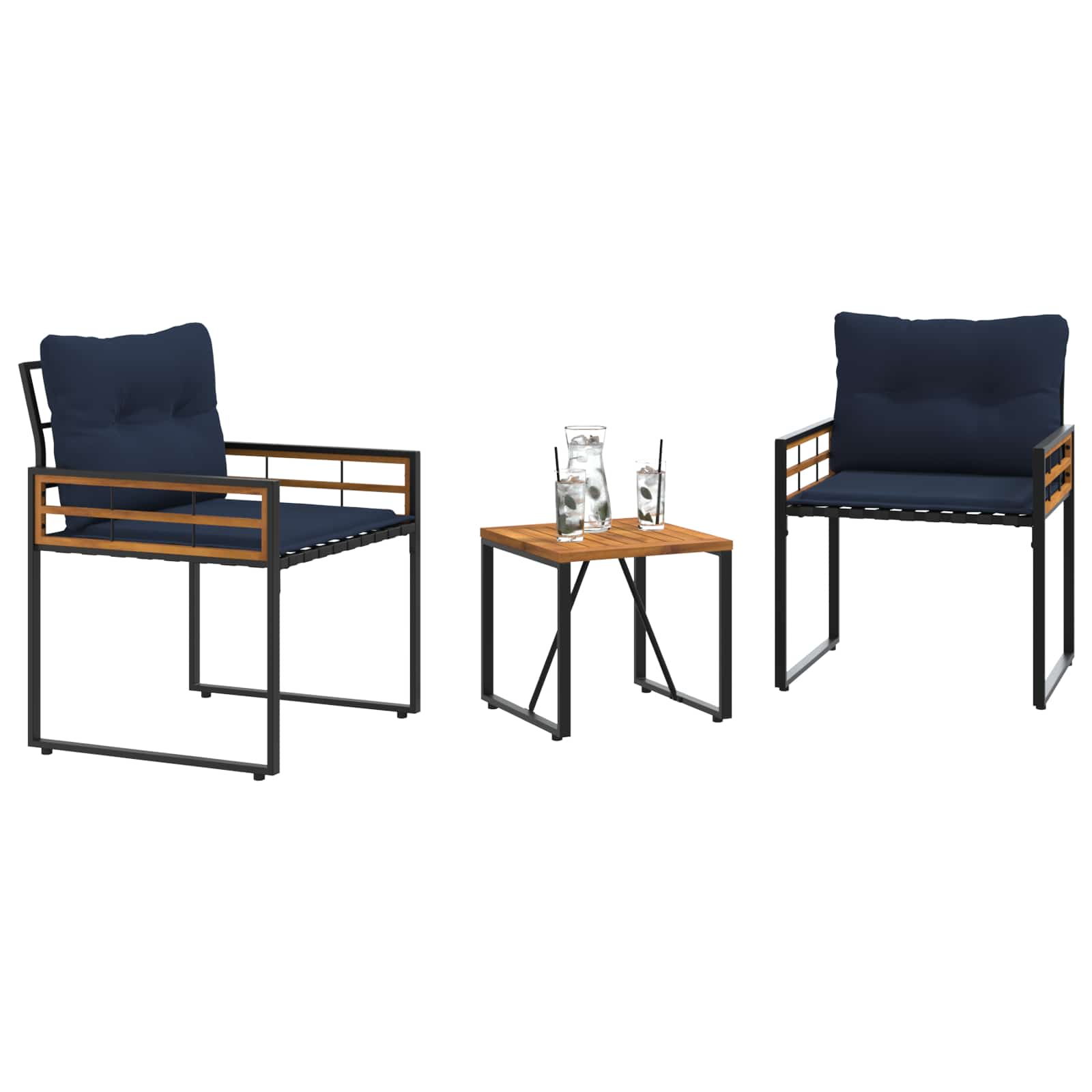 Gartenmöbel Set mit Kissen 3 pcs Marineblau
