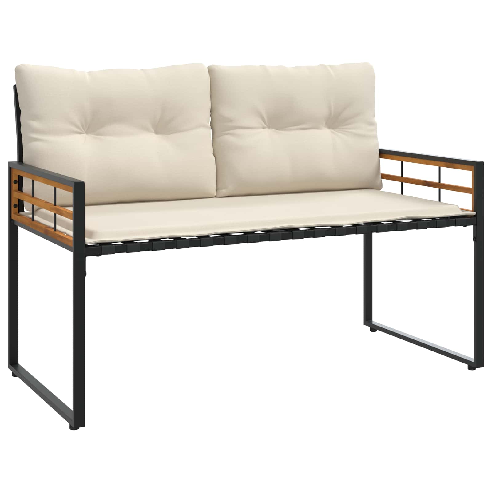 Holz-Lagenbank mit Kissen Uni mit Kissen Creme 114 x 55 x 77 cm