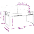 Holz-Lagenbank mit Kissen Uni mit Kissen Creme 114 x 55 x 77 cm