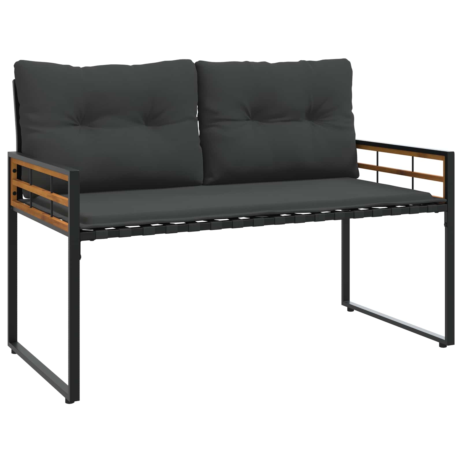 Holz-Lagenbank mit Kissen Uni Blassgrau 114 x 55 x 77 cm