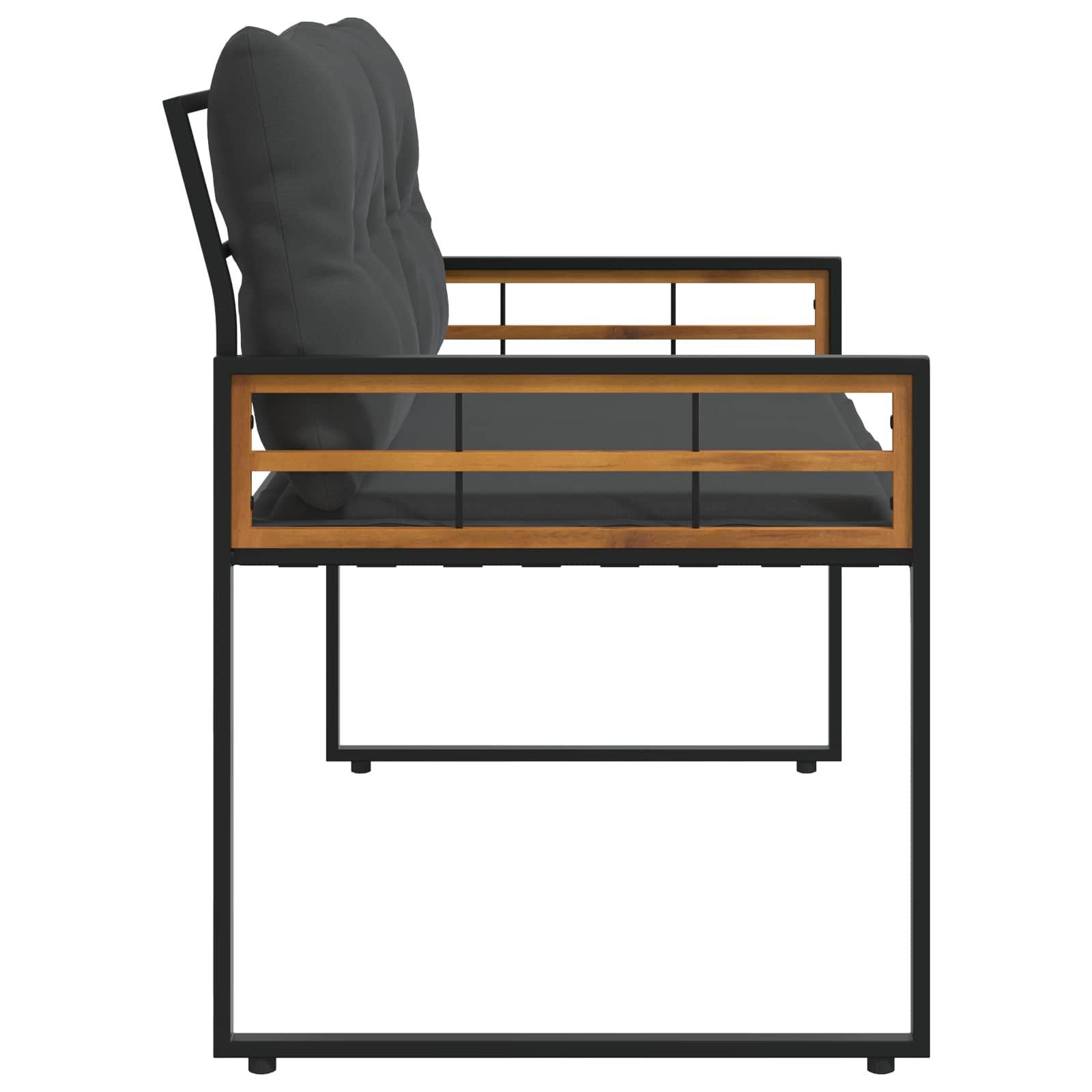 Holz-Lagenbank mit Kissen Uni Blassgrau 114 x 55 x 77 cm